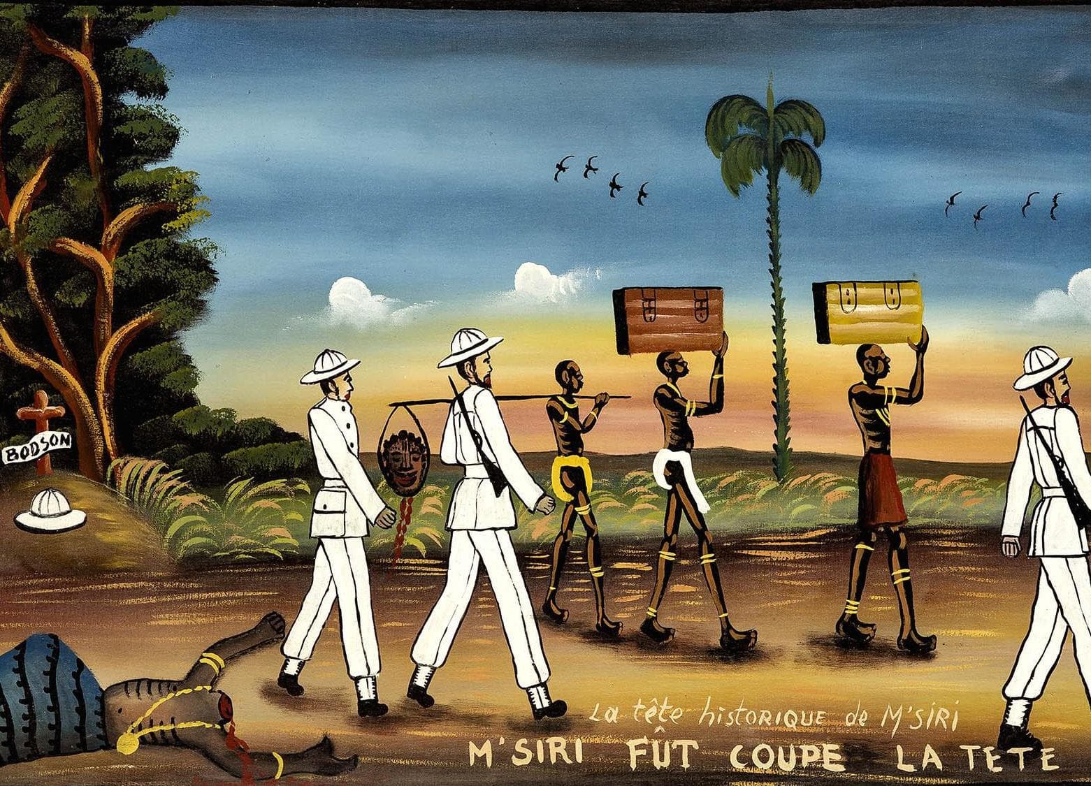 A painting by Tshibumba Kanda-Matulu showing Msiri's execution