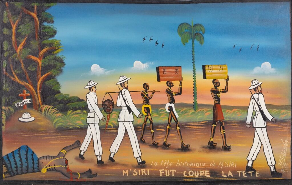 Msiri lost his head. A painting by the congolese artist tshibumba kanda-matulu (TKM) about the history of congo