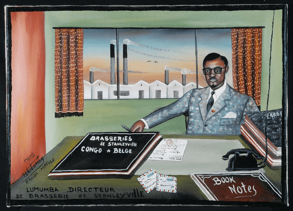 tshibumba kanda matulu painting of patrice lumumba as commercial director of bracongo