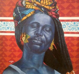 A painting of an african woman by artist loswa kitenda