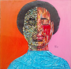 Painting by visual artist Isaac Yokomo. Kinshasa DRC