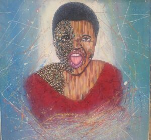 Painting by visual artist Isaac Yokomo. Kinshasa DRC