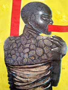 Painting by visual artist Isaac Yokomo. Kinshasa DRC