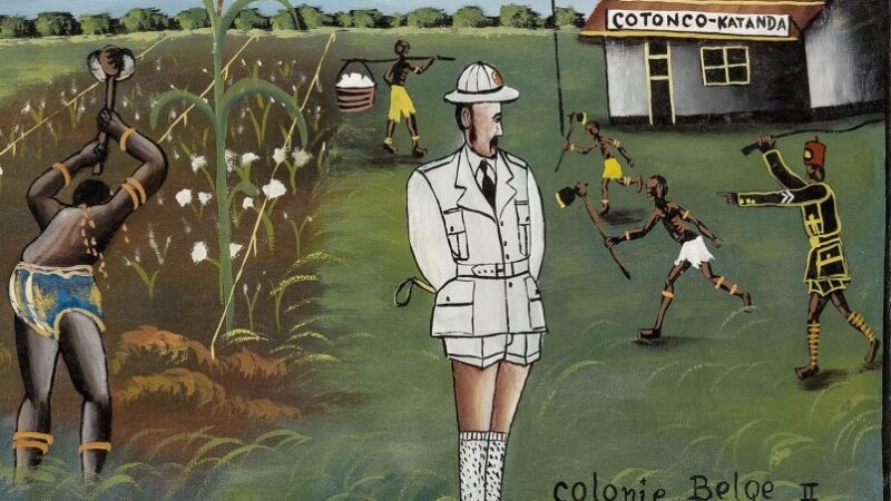 A painting by tshibumba kanda-matulu (TKM) about belgian rule in Congo called: Culture obligatoire